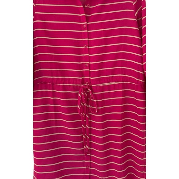 Collective Concepts Pink Striped Button Front Shirt Dress with Tie Waist M - Picture 6 of 8